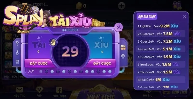 Cách chơi game tài xỉu tại Splay