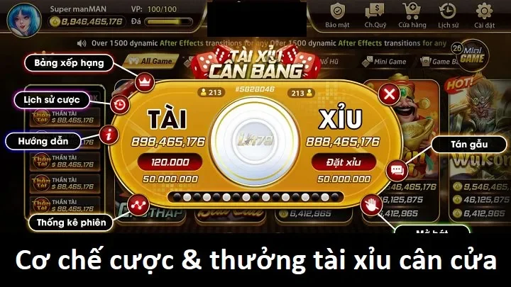 Cơ chế hoạt động & trả thưởng tài xỉu cân cửa