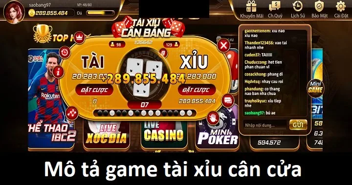 Mô tả sơ lược về game tài xỉu cân cửa