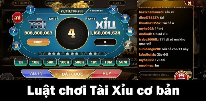 Phổ cập luật chơi Taixiu cơ bản